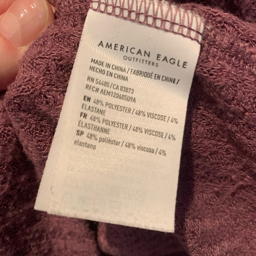 American Eagle Mauve Knit Cropped Hoodie - Picture 4 of 6